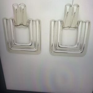 Forever 21 Geometric High Polish Silver Earrings and Silver Hoop earrings